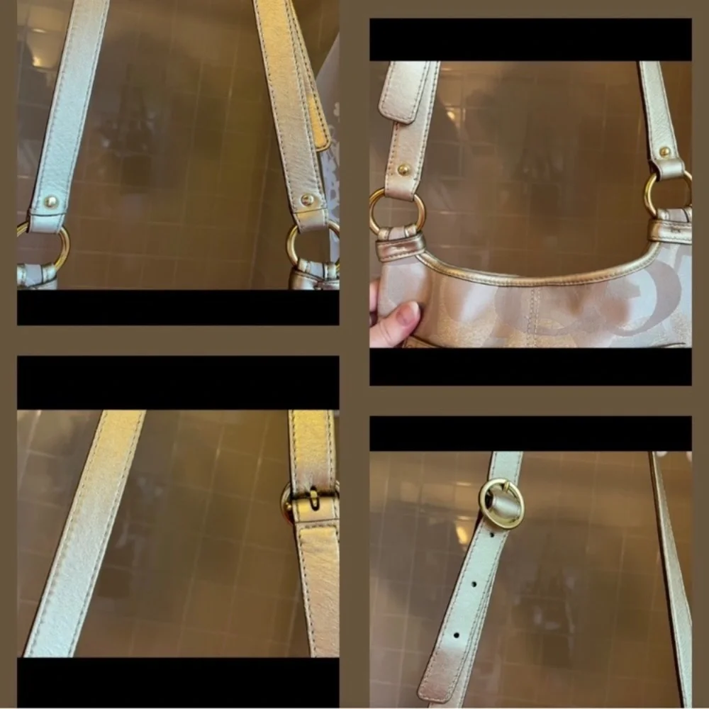 Coach Signature Tan/Metallic Gold Crossbody #M1176-F18478 EXCELLENT CONDITION - Picture 15 of 15